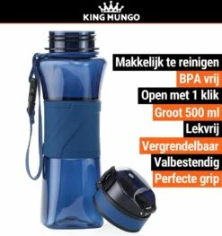 Drinkfles Herbruikbare Waterfles | 500 Ml Donker Blauw | Vaatwasserbestendig Drinkbus Bidon | King Mungo KMDF004 -Waterfilterkan Winkel 1125x1200 2