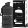 HYDRATE 2,2 Liter Waterfles - Nu Met Easy Drink Cap - Duurzaam En Extra Sterk - BPA Vrij - Ideaal Voor: Sportschool, Dieet, Bodybuilding, Buitensporten, Wandelen En Kantoor, Mat Zwart -Waterfilterkan Winkel 1200x1181 1
