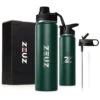 ZEUZ® Premium RVS Thermosfles & Drinkfles – Waterfles Met Rietje - BPA Vrij – 700 Ml - Mat Groen -Waterfilterkan Winkel 1200x1200 447