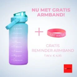 By Bresi - Waterfles 2 Liter - Groen/Paars - Gratis Armband - Waterfles Met Rietje - Grote Waterfles - Sportbidon - Twee Liter Waterfles - Sportfles - Sportfles Fitness - Bottle 2 Liter- Drinkfles - Schenkfles - Drinkbus - Armband - Waterflessen -Waterfilterkan Winkel 1200x1200 661