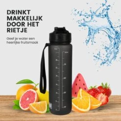 Lacardia Nederlandse Motivatie Waterfles Grijs 'Nederlandse Tekst' - Drinkfles Met Rietje - Waterfles 1 Liter - Waterfles Met Tijdmarkering -Waterfilterkan Winkel 1200x1200 683