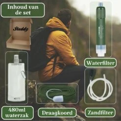 Waterfilter Survival Steddy Pro - Zuiver Gratis Drinkwater - Waterfles Waterzuivering - Waterfilter Kraan - Outdoor - FILTER 4000 LITER! -Waterfilterkan Winkel 1200x1200 72