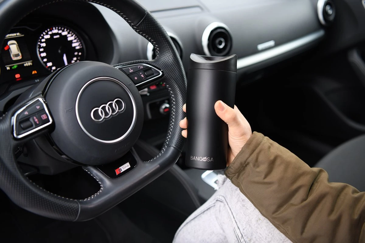 BanGosa® Koffiebeker To Go - Thermosbeker - Reisbeker - Travel Mug - RVS 400ml - Mat Zwart 7 BanGosa® Koffiebeker To Go - Thermosbeker - Reisbeker - Travel Mug - RVS 400ml - Mat Zwart - Afbeelding 5