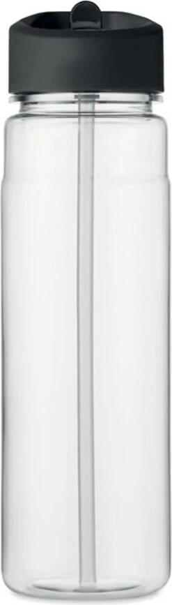 Merkloos Drinkfles Met Rietje - Waterfles - Drinkfles Volwassenen - Flip-top Deksel - RPET - Polypropyleen - 650ML - Zwart -Waterfilterkan Winkel 342x1200 2