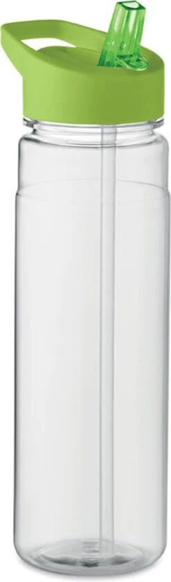 Merkloos Drinkfles Met Rietje - Waterfles - Drinkfles Volwassenen - Flip-top Deksel - RPET - Polypropyleen - 650ML - Groen