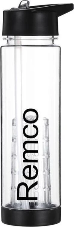 Merkloos Waterfles Zwart Met Naam - Fruit Filter - Waterfles Met Rietje - Drinkbeker Met Fruit Infuser - 700 Ml -Waterfilterkan Winkel 392x1200 5