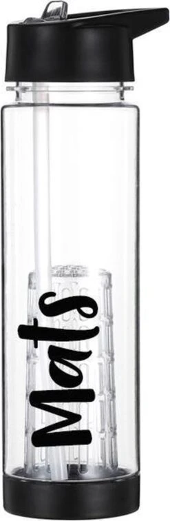 Merkloos Waterfles Zwart Met Naam - Fruit Filter - Waterfles Met Rietje - Drinkbeker Met Fruit Infuser - 700 Ml -Waterfilterkan Winkel 392x1200 7