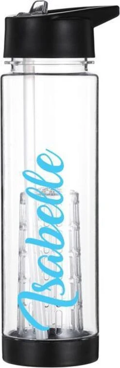 Merkloos Waterfles Zwart Met Naam - Fruit Filter - Waterfles Met Rietje - Drinkbeker Met Fruit Infuser - 700 Ml -Waterfilterkan Winkel 392x1200 8