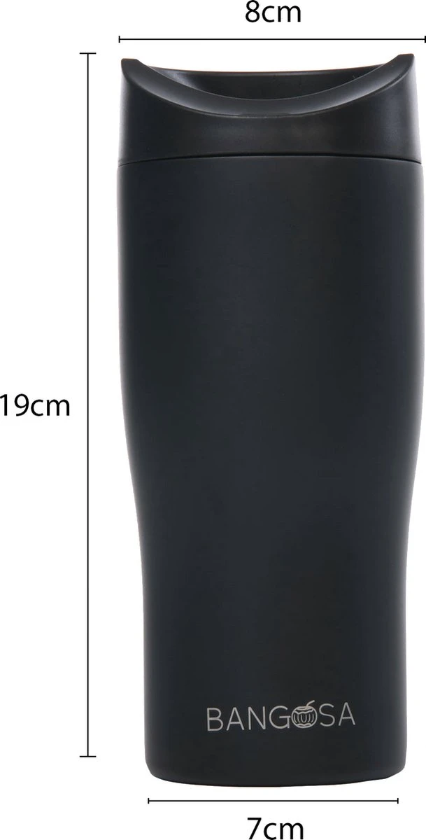 BanGosa® Koffiebeker To Go - Thermosbeker - Reisbeker - Travel Mug - RVS 400ml - Mat Zwart 4 BanGosa® Koffiebeker To Go - Thermosbeker - Reisbeker - Travel Mug - RVS 400ml - Mat Zwart - Afbeelding 2