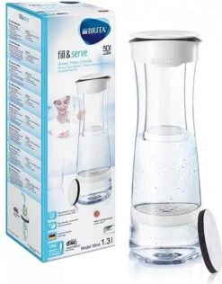 BRITA - Fill&Serve Waterfilterkaraf - 1,3L - Wit Grafiet - Inclusief 1 MicroDisc Waterfilter -Waterfilterkan Winkel 937x1200